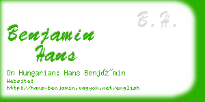 benjamin hans business card